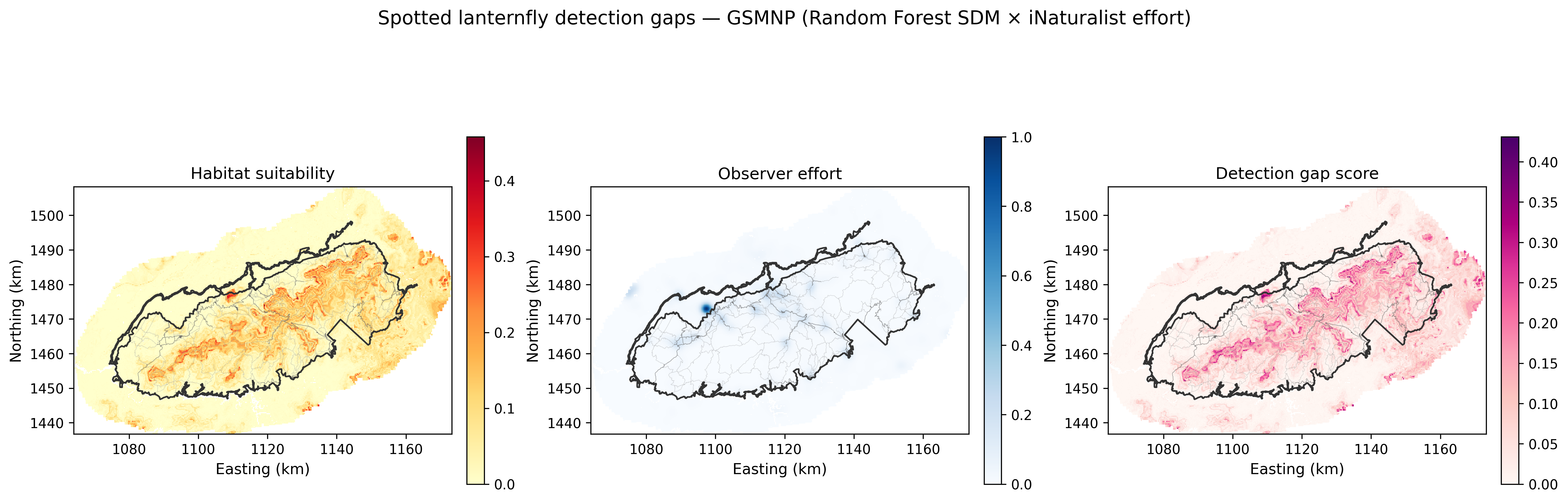 Spotted Lanternfly Detection-Gap Model interactive map